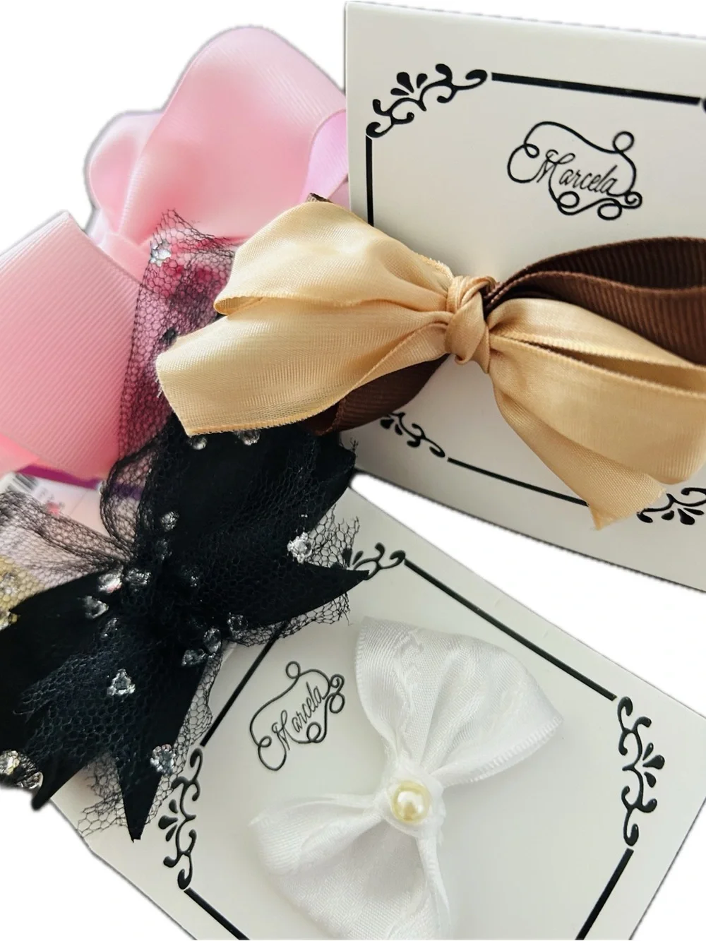 PACK of FIVE Assorted Girls Hair Bows Five Colors Party Dressup Hair Accessories